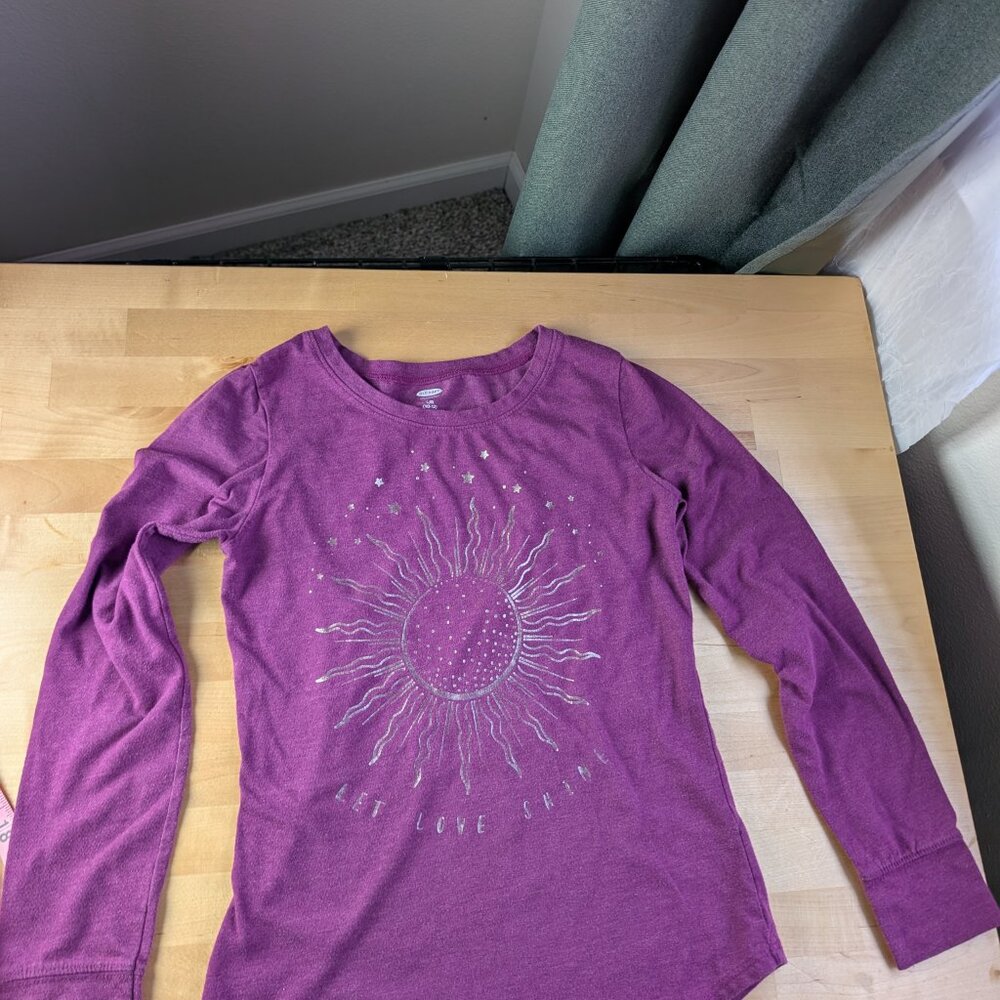 Long sleeve girls t shirts 10-12 blue pink purple - Picture 4 of 4